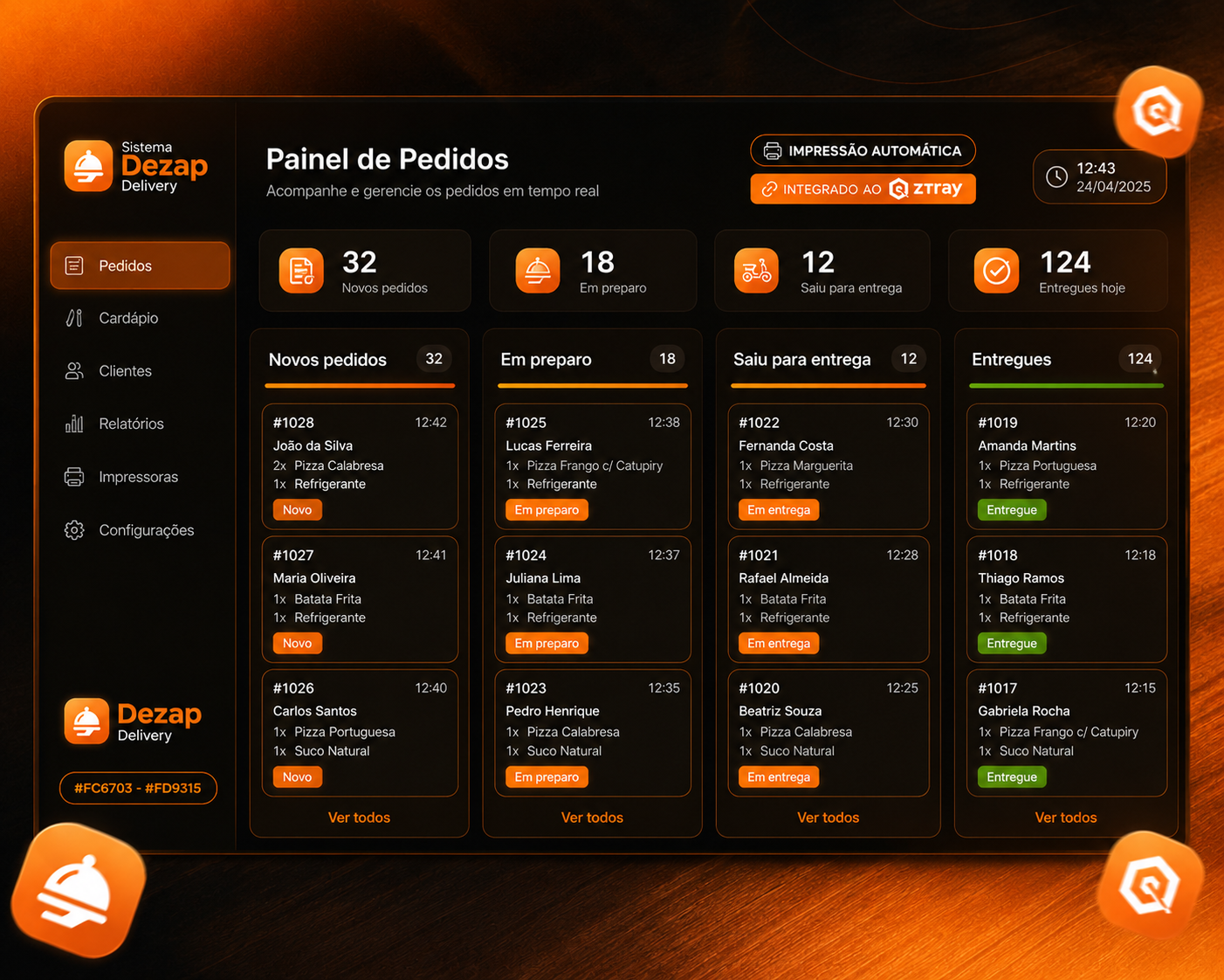 Painel Dezap Delivery - Gestão de pedidos em tempo real